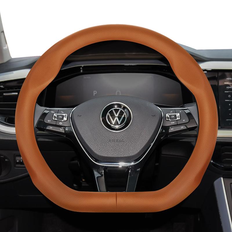 Für Volkswagen Runde D-förmige Lenkradabdeckung VW Polo Golf 4 5 6 7 Up Gol Passat B8 B7 CC Touran Tiguan T-Roc Touareg ID3