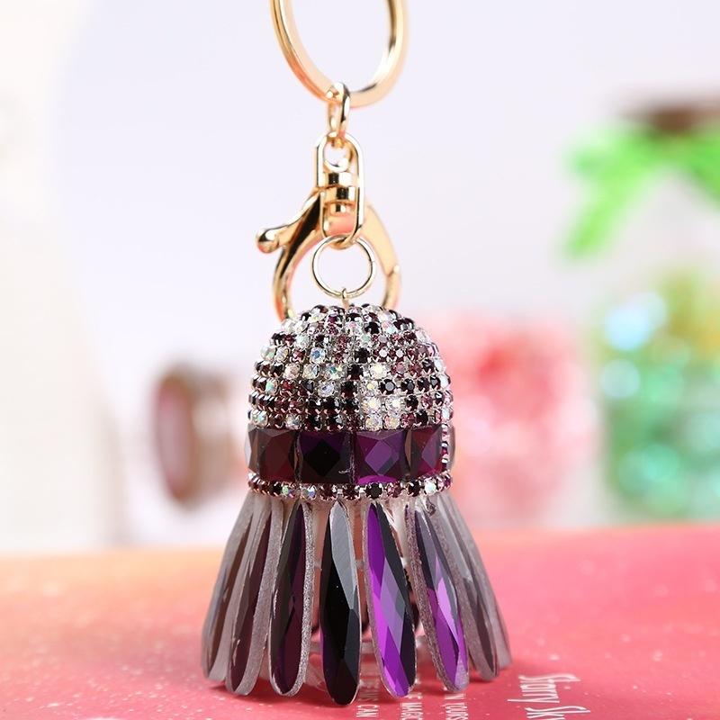 Creative Diamond Badminton Keychain Fashion Girls Bags Car Accessories Car Accessories Sticker Jewel