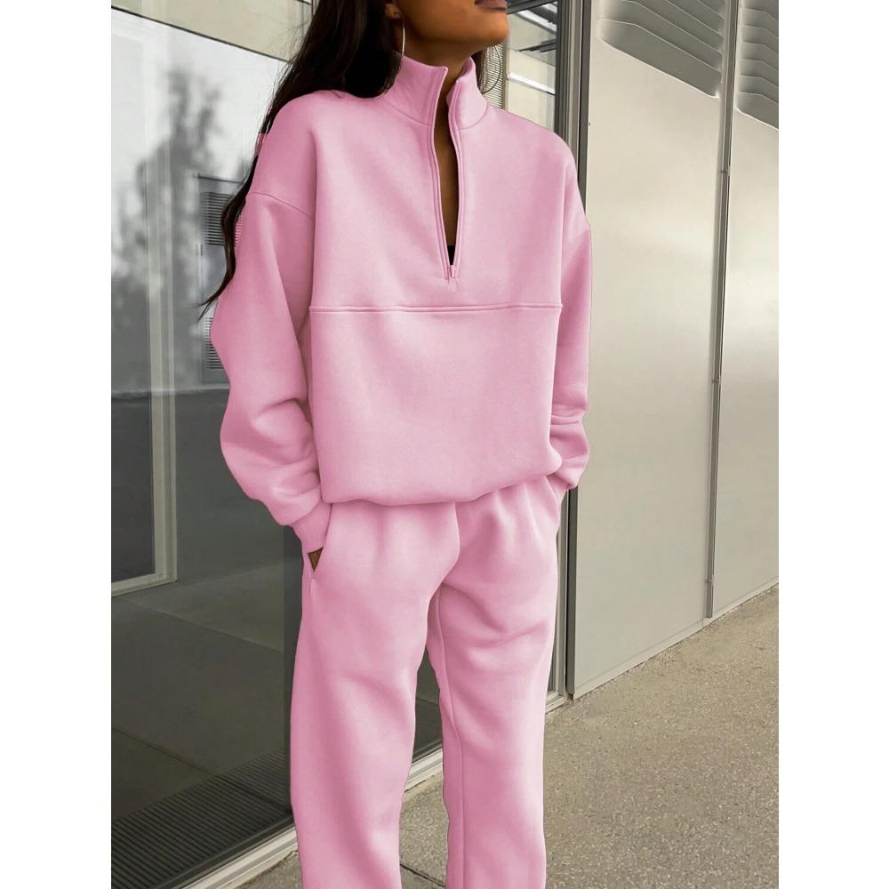 European Women's New Fashion Casual and Comfortable Thick Long-sleeved Pullover and Pants Set