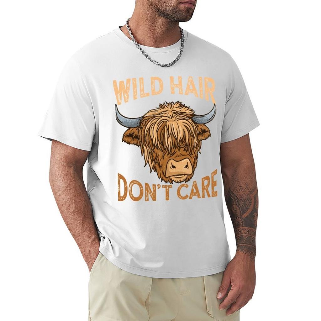 Vache de Highland Bovin Fermier Écossais T-shirt Léger Rafraîchissant Manches Courtes
