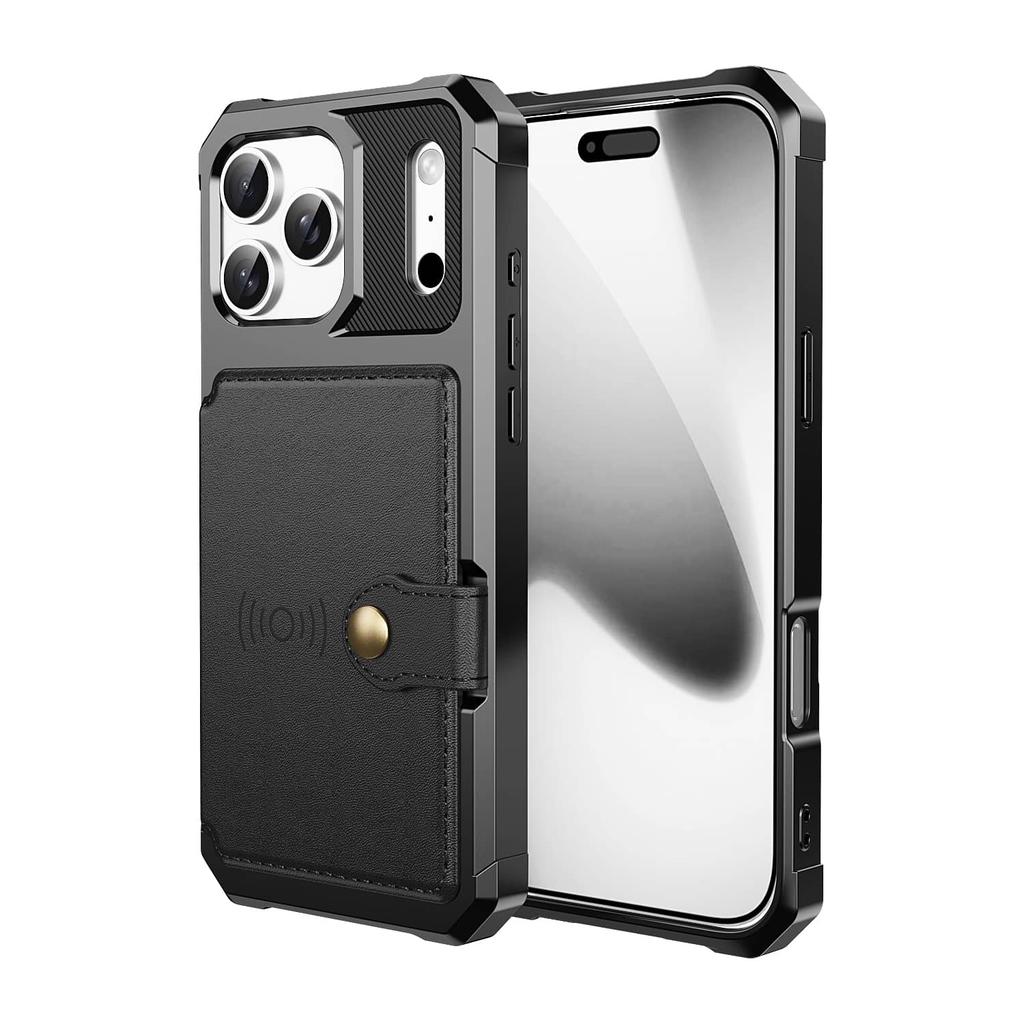 For iPhone 17/Air/16/15/14 Pro Max Case with Card Holder, Compatible with Magnetic Car Mount, Heavy Duty Shockproof Wallet Cover