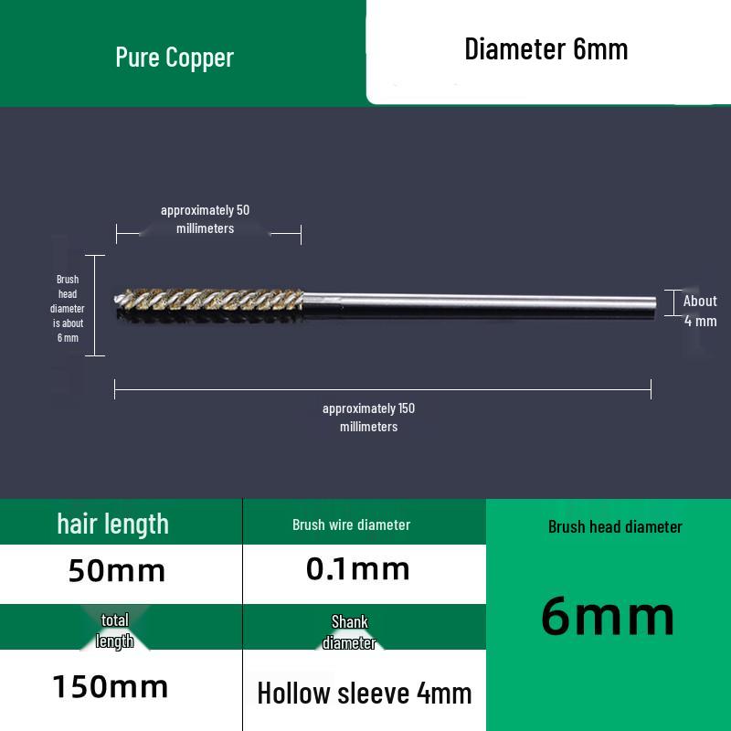 Industrial Rust Removal and Polishing Brush with Handle - Stainless Steel and Copper Wire for Inner Hole Sanding