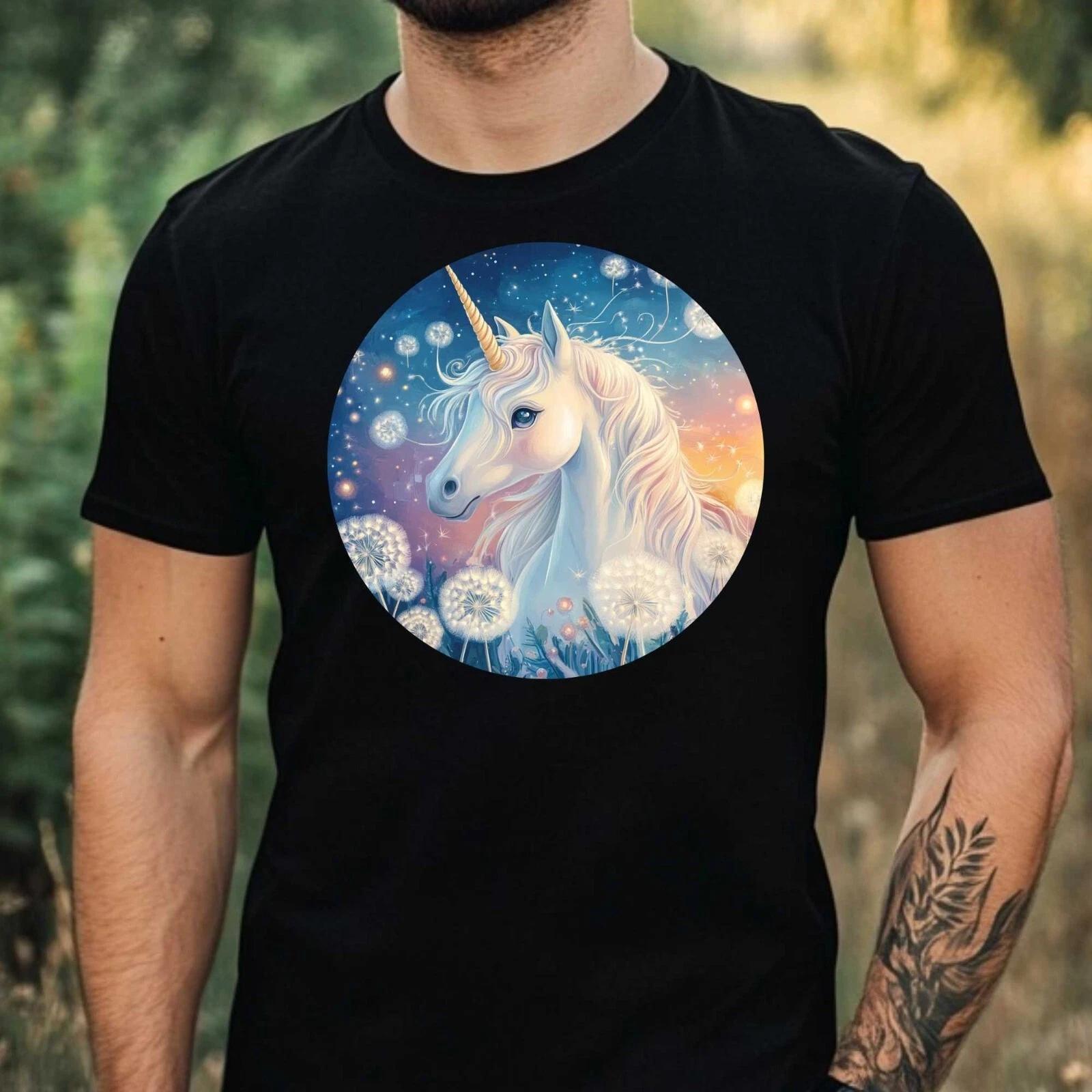 T-Shirt Herren Einhorn mit Löwenzahn Motiv Baumwolle Größe XS bis 5XL XXXXL