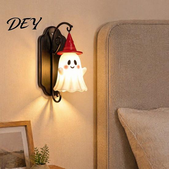 Personalisiertes Einweihungsgeschenk Niedliche Geister-Wandleuchte, Zaubererhut-Lampe, Dekorativer Einzigartiger Halloween-Lampenhalter für Hausflur Eingang Schlafzimmer Dekor