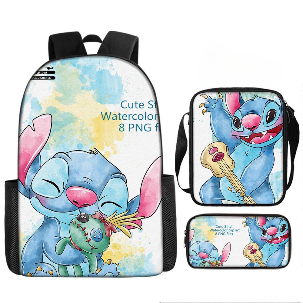 Disney Stitch School Backpack Oxford Cloth Lightweight Breathable Bookbag For Kids