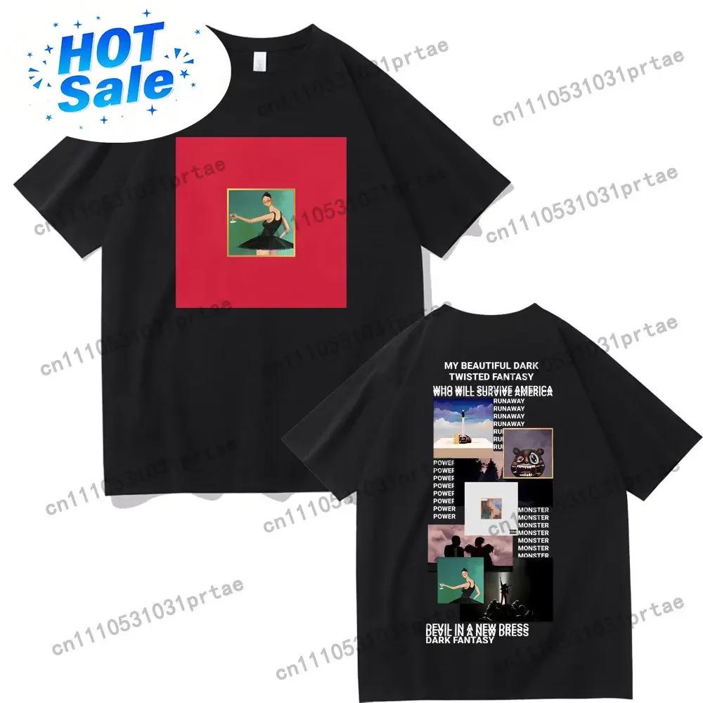 Raper Kanye West Moja Piękna Mroczna Pokręcona Fantazja Koszulka z Okładką Donda The College Dropout Koszulki Unisex Hip Hop Vintage Koszulka