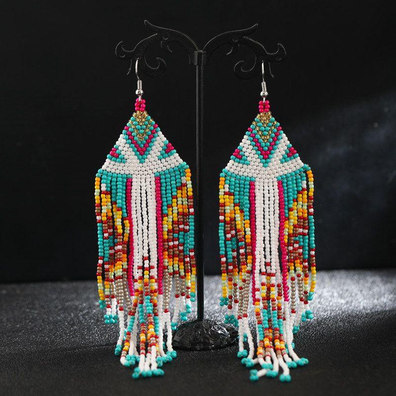 Hand-Woven Bead European and American Personalized Elegant Earrings for Women