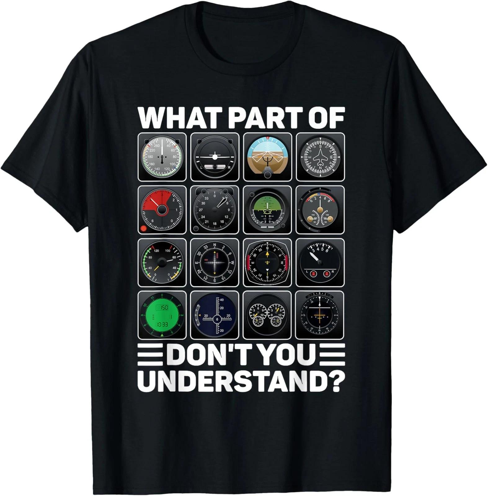 Funny Airline Aircraft Airplane Pilot Tools Instruments T-Shirt XL