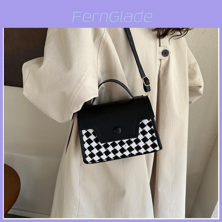 Fashion Plaid Colorblock Retro Crossbody Bag With Unique Material For Casual Daily Use