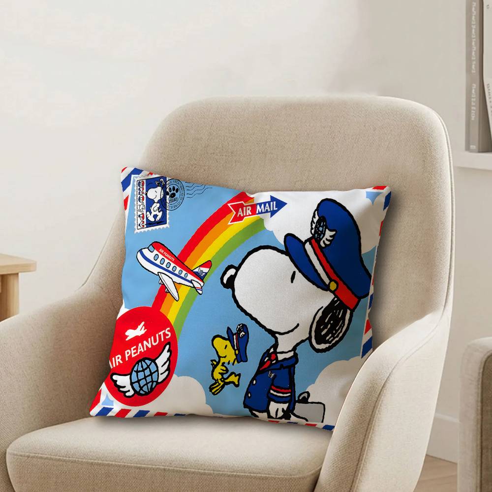 Classic Cartoon Cute SSnoopy Office Cushion Pillowcase Car Cushion CoverXCM Lumbar Pillowcase Sofa Pillowcover