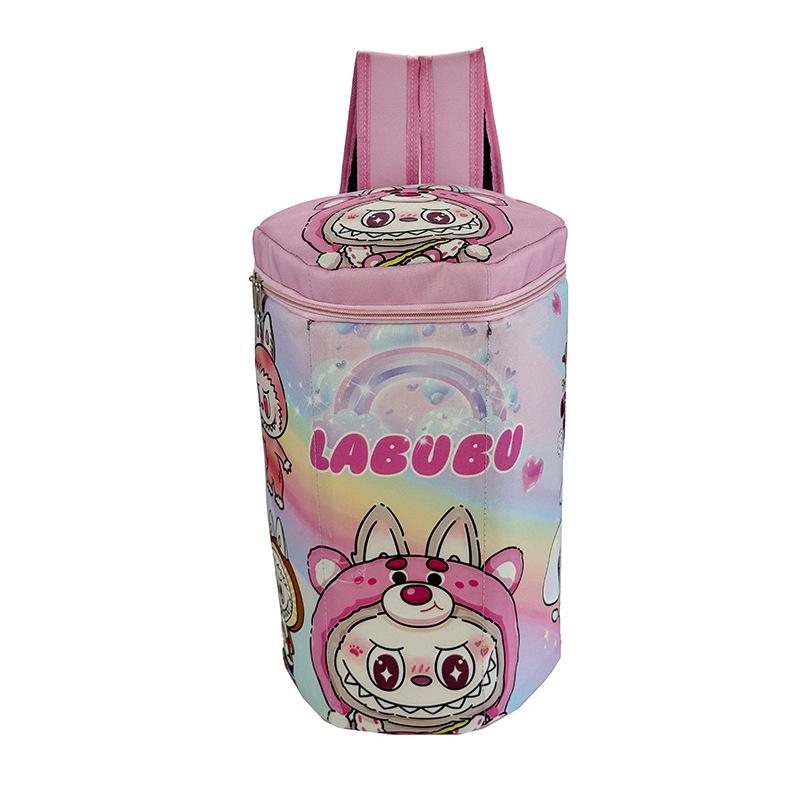 

Новый милый школьный рюкзак, студенческая сумка-коробка, трехмерная сумка-ведро большой вместимости, рюкзак, сумка для ракеток на спину. Length 24 Width 24 Height 38 розовый