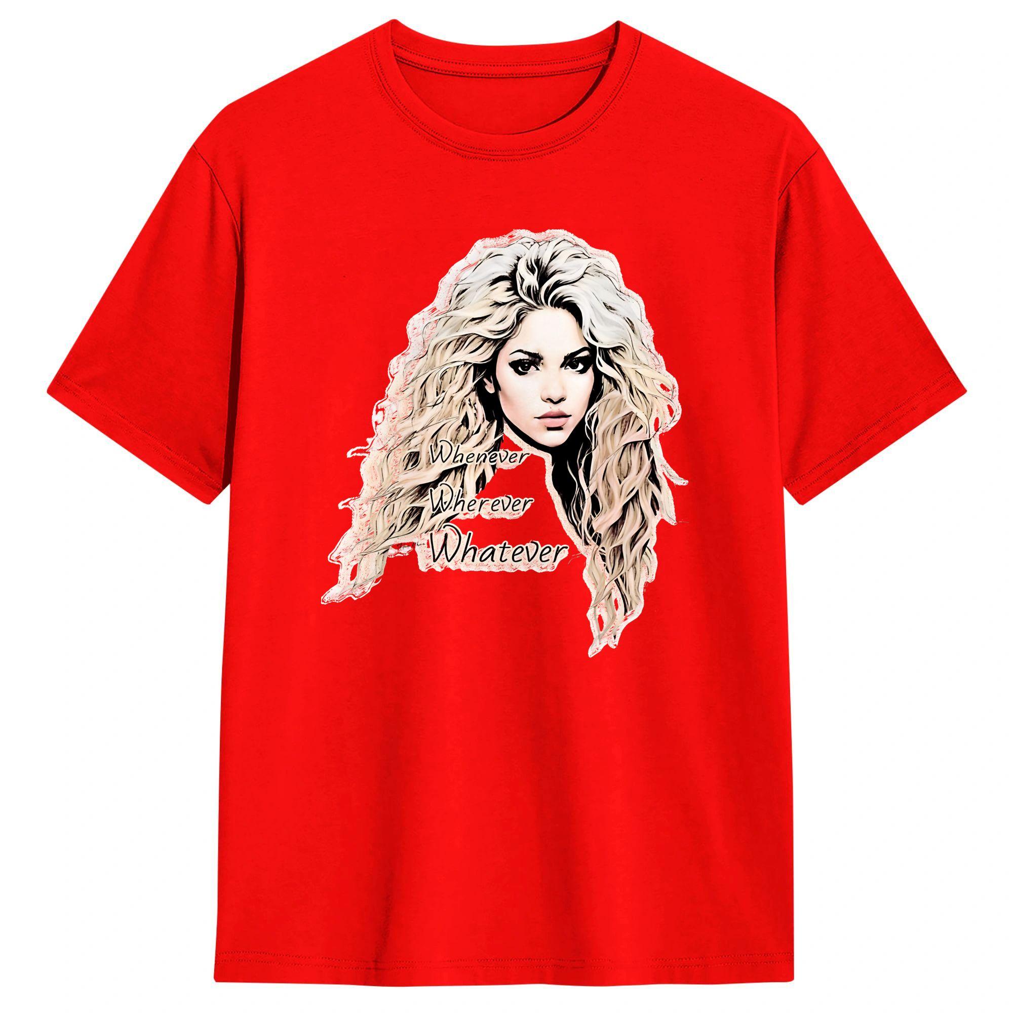 

Футболка Shakira Whatever Летняя Харадзюку Хлопок Удобная Большого Размера Короткий Рукав Y2K Ретро Футболка S
