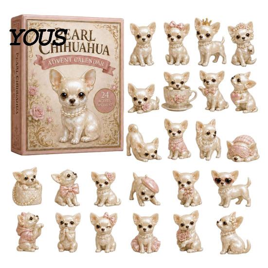 Xmas Party Favors 2026 Dog Christmas Advent Calendar, 24-Day Acrylic 2D Ornament Set Holiday Countdown Decorations with Cute Puppy Designs,