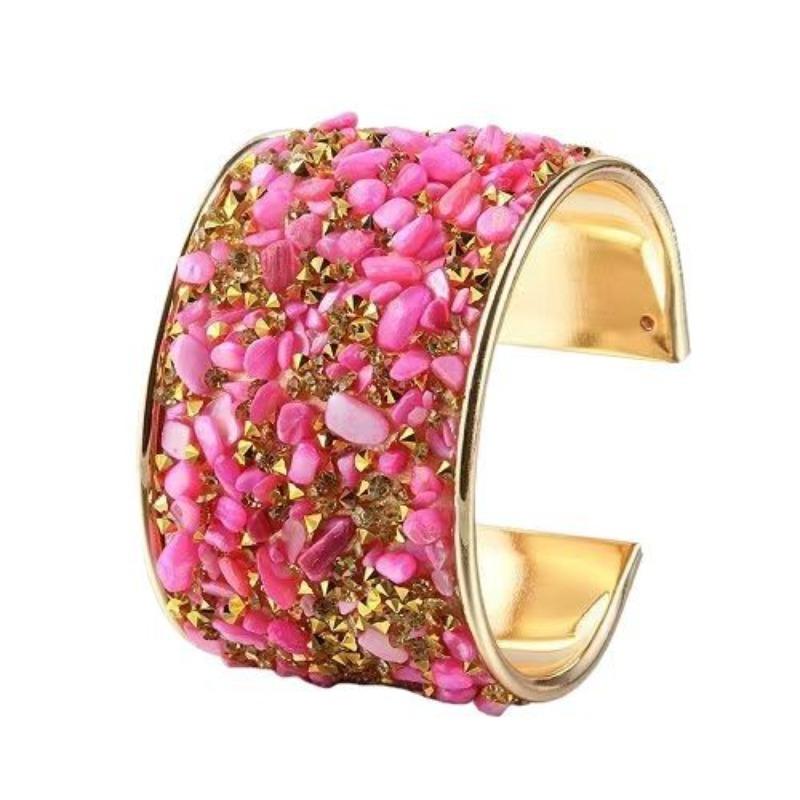 Bracciale Mano Anello Mano con Sassolini Colorati a Bocca Larga per Uomo e Donna, con un Bracciale da Braccio dallo Stile di Alta Gamma e Trendy.