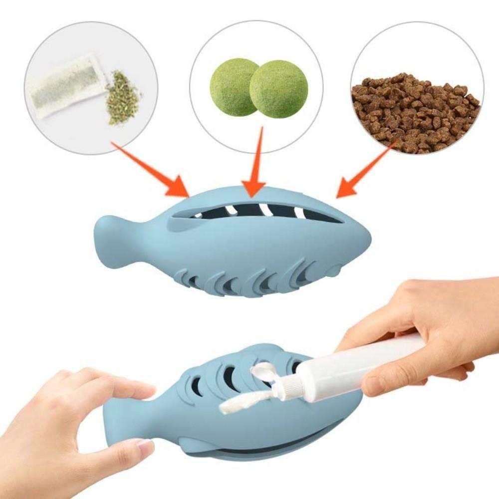 Fish Shape Interactive Cat Toy Blue Green Pink Cat Treat Feeder Catnip Stuffer Toy Pet Supplies