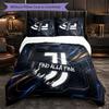 Juventus FC Pattern 3 Pieces Bedding Set Soft Microfiber Duvet Cover with Pillow Cases for Bedroom