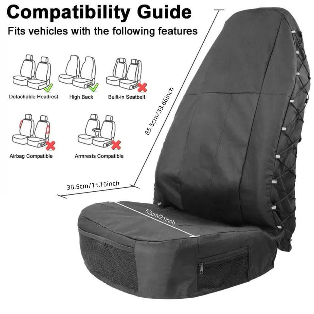 Car Front Seat Cover with Back Organizer Auto Seat Protector for Gym Workout Running Swimming Beach and Hiking