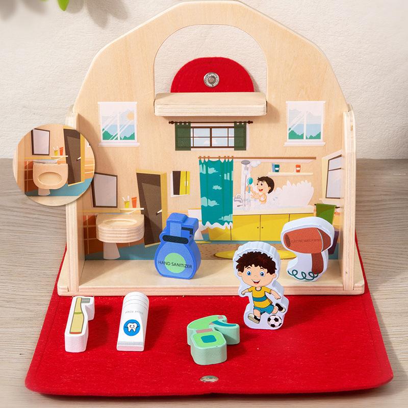 Wooden Afternoon Tea Ice Cream Dessert Simulation Tea Set Suit Portable Box Play House Educational Toys