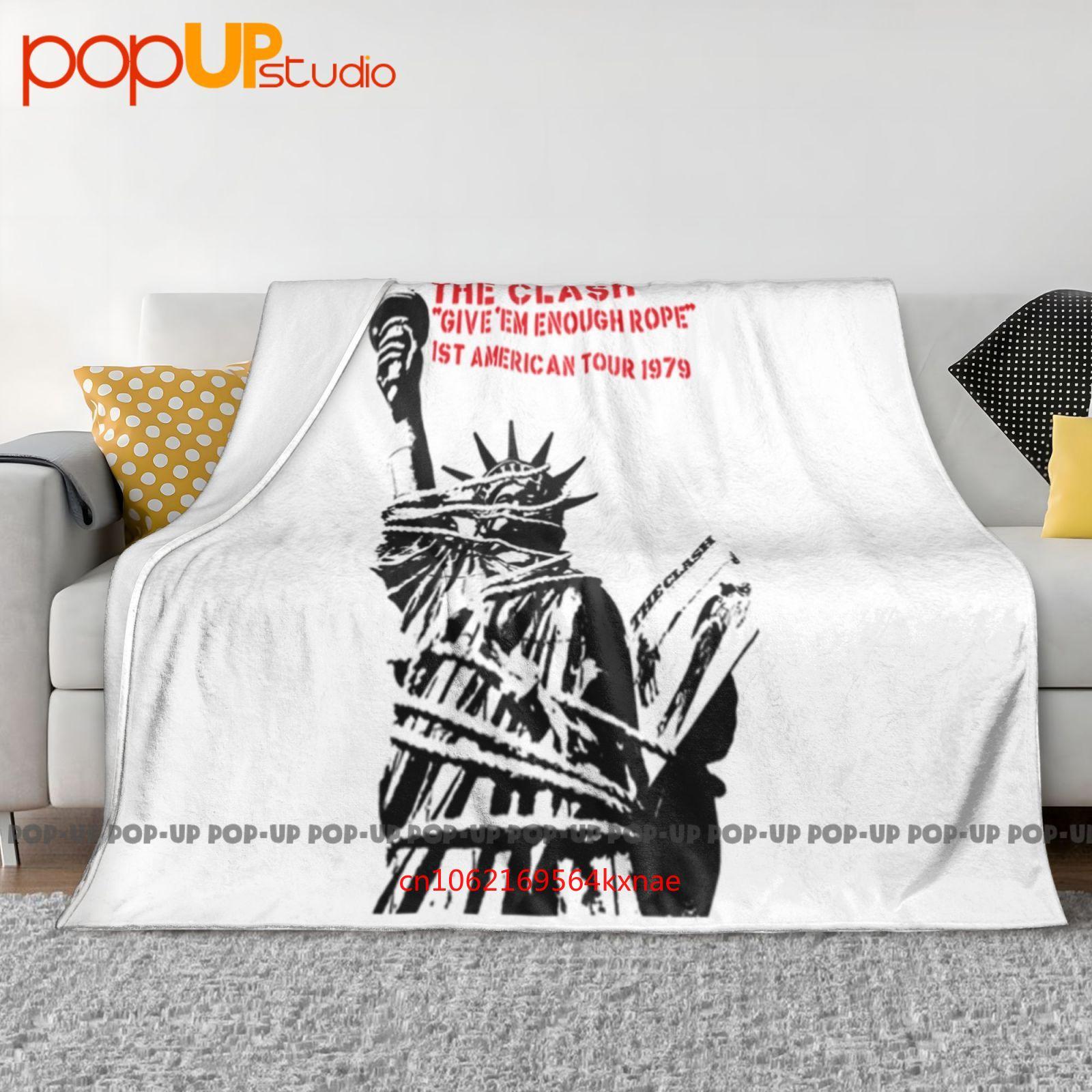 1979 The Clash Give Em Enough Rope Первый тур по США Винтажная панк-группа 70-е Ультрамягкое одеяло Покрывало Зимнее Покрытие для дивана Постельное белье 30x40in