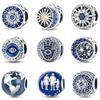 Genuinecopper Evil Eye Blue Zircon Round Lucky Charms Beads Fit Pandachoriginal Bracelets Fine Diy Birthday Jewelry