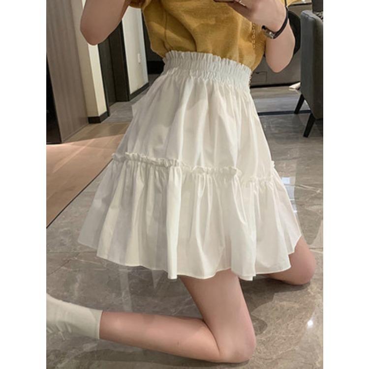 Spring Autumn Skirts for Petite Women High-waisted A-line Short Skirt Pleated Skirt Umbrella Skirt Women's Casual All-match Versatile Skirts