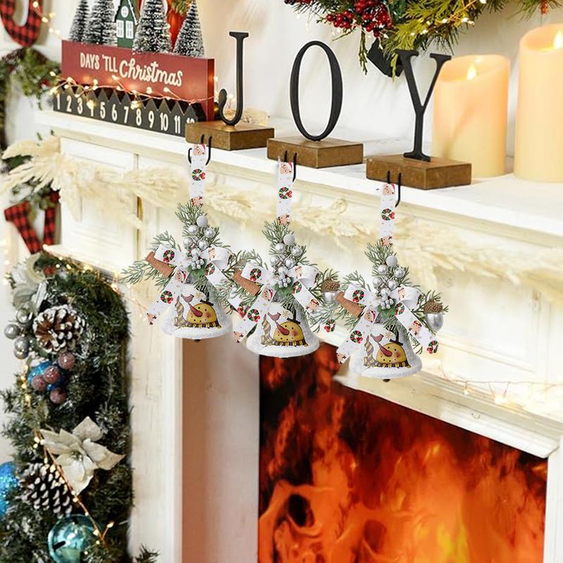 2025 Christmas Rustic Jingle Bell In Metal Pine Needle Christmas Bell Garland Ornament Indoor Outdoor Christmas Tree Pendant