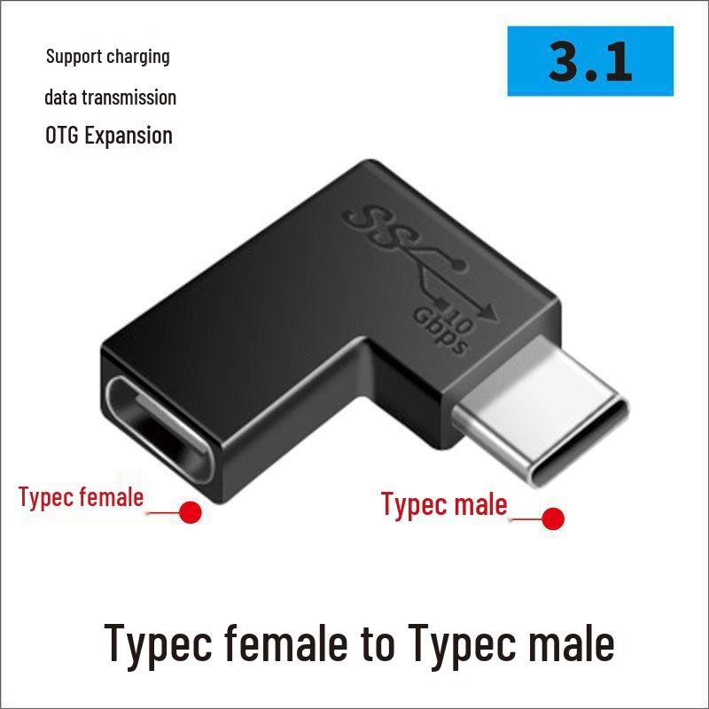 USB Type-C samec na samici 90° pravý úhel vertikální adaptér - kompatibilní s Thunderbolt 3