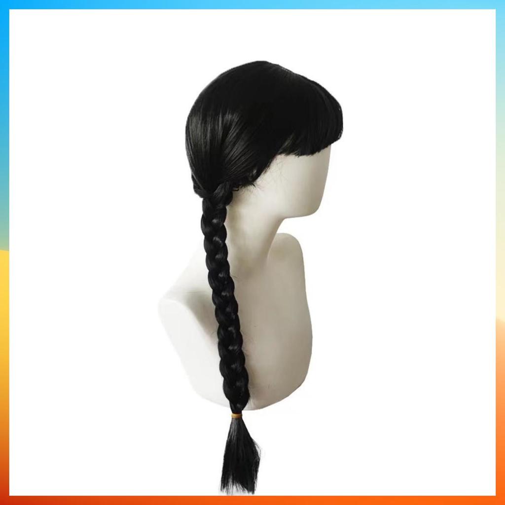 Parrucche Cosplay Addams Moda Parrucca lunga liscia Per Donne