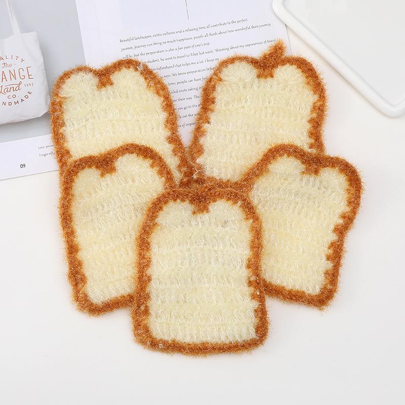 5PCS/Set Bread Toast Dishwashing Cloth Thick Oil-free Kitchen Dishwashing Towel Acrylic Dishwashing Cloth