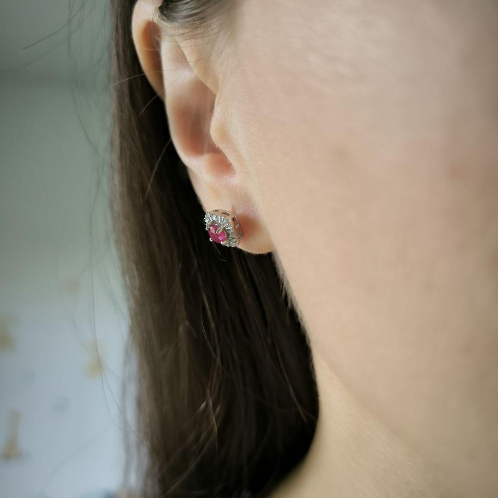 Серебряные серьги с натуральным рубином 1.045ct (2187868)