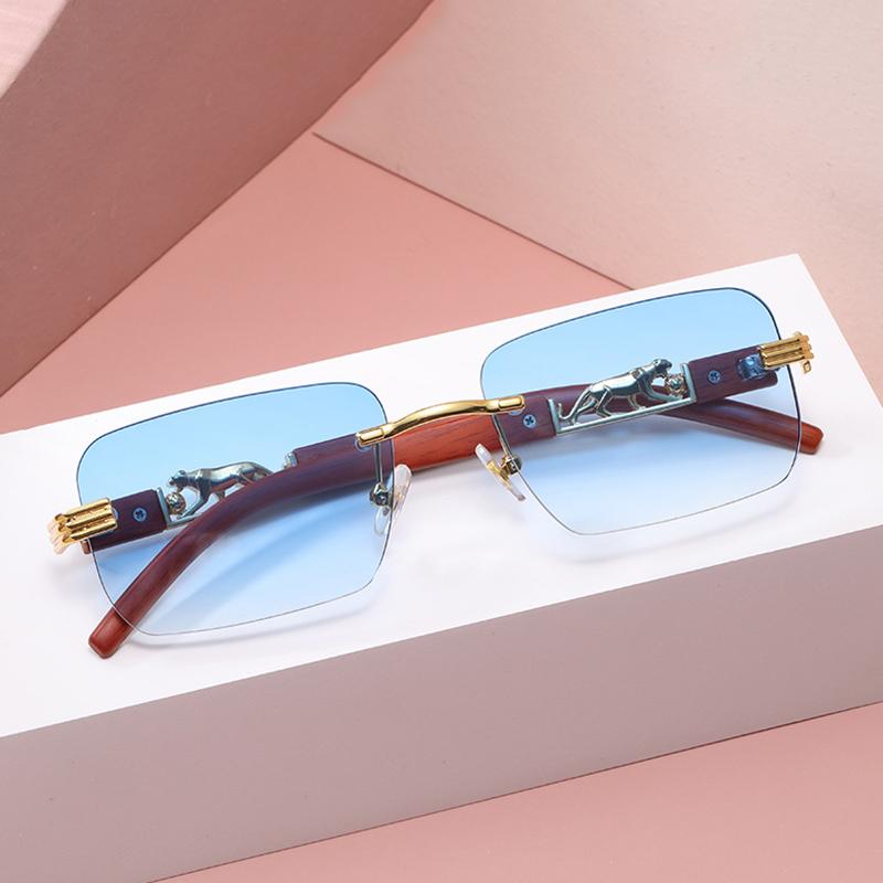 

5 типов панк-оправы без оправы из бамбука и дерева с дужками, прямоугольные солнцезащитные очки, мужские модные винтажные модные солнцезащитные очки, безрамные очки UV 400