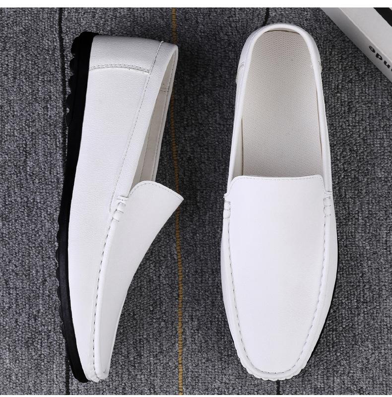 FiveFive Men's Solid Shoes Casual PU Leather Shoes Round Toe Flat Heel Loafers