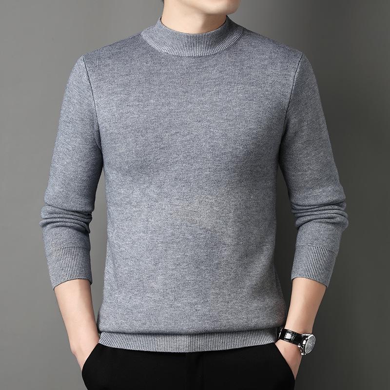 Men s Winter Fleece-Lined Sweater: Warm, High-Stretch, Versatile Knitted Pullover XL светло-серый