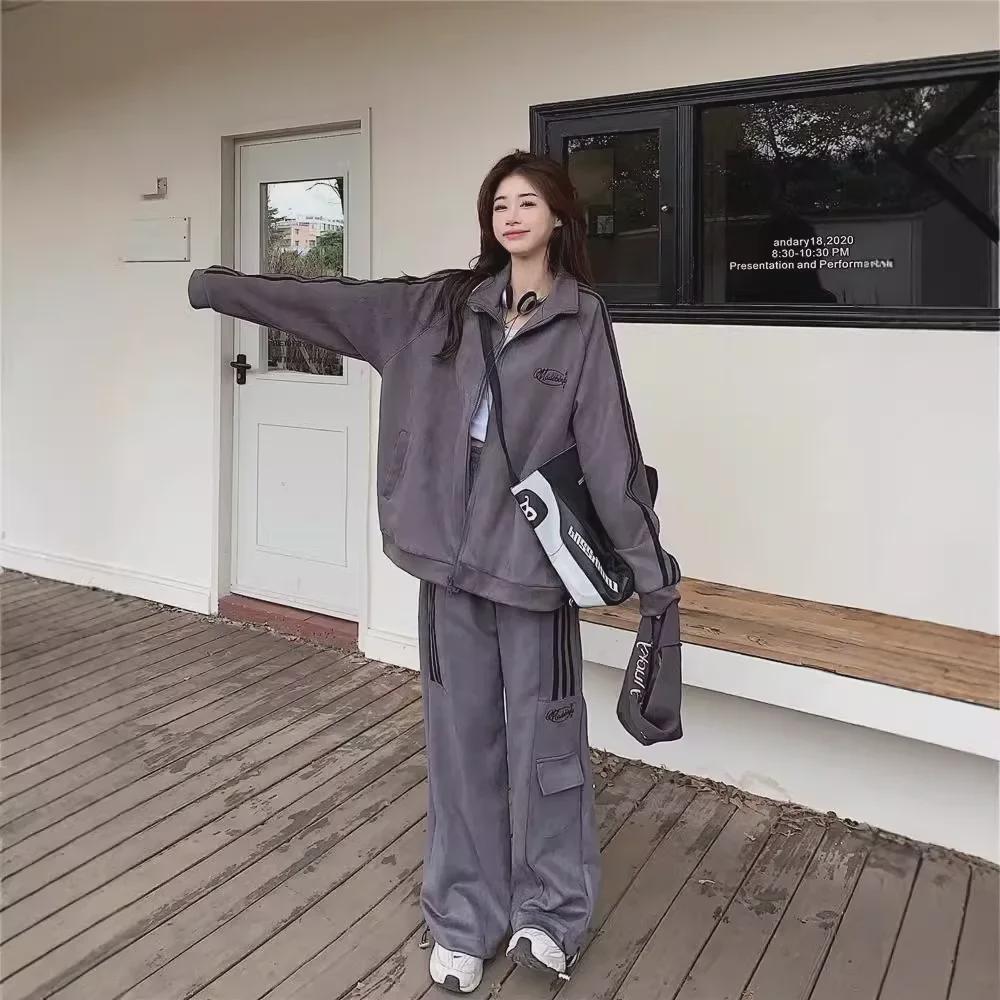 Plus Size Autumn Fashion Sweater & Casual Sports Two-Piece Set for Women (Fits 200-300 Lbs)