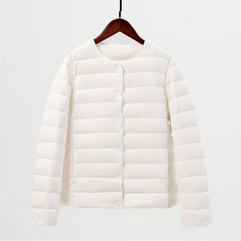 Nouvelle veste en duvet femme doublure légère et fine col court sans col manches longues porter chaud col rond fin léger haut