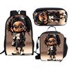 Trendy Popular Novelty African Girl 3D Printed 3pcs/Set Student School Bags Laptop Daypack Backpack Lunch Bag Pencil Case