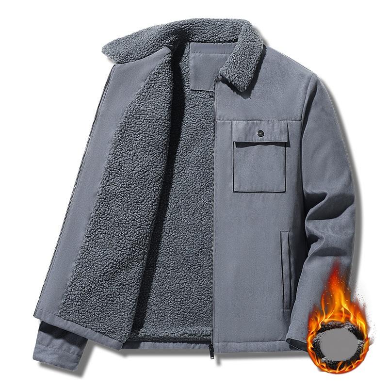 

Замшевая и бархатная куртка для среднего и пожилого возраста, осенне-зимняя мужская теплая куртка, европейская и американская рабочая одежда, хлопковая куртка на овчине XXXXXL серый