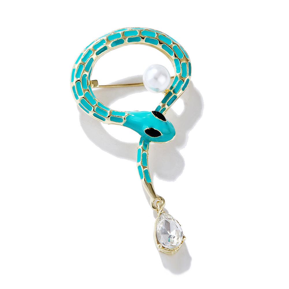 

Модный мультяшный зверек с кристаллами, капающими на масляную змею, кулон, брошь, жемчужный корсаж, аксессуары для костюма