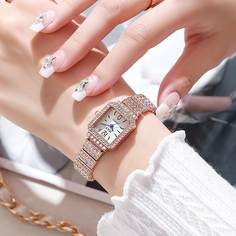 

Новые роскошные женские часы, модные квадратные наручные часы, повседневные кварцевые часы, простые женские часы со стразами, женские часы One Size розового золота