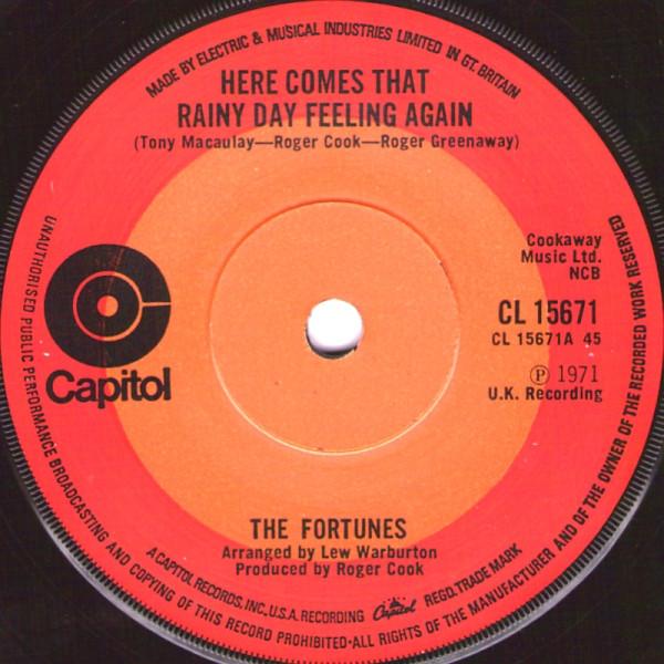 

7inch Record FORTUNES - Here Comes That Rainy Day Feeling A CL15671 Capitol Records 1971 UK Rock Used