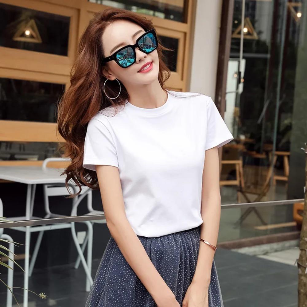 MRMT 2026 Brand New Women's T-shirt Short-sleeved Solid Color Trimming O-neck Women T Shirt for Female Woman Tops Tees Tshirt