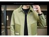 Men's Korean-Style Contrast Stitching Twill Jacket - Trendy 2023 Spring/Autumn Green Fashion.