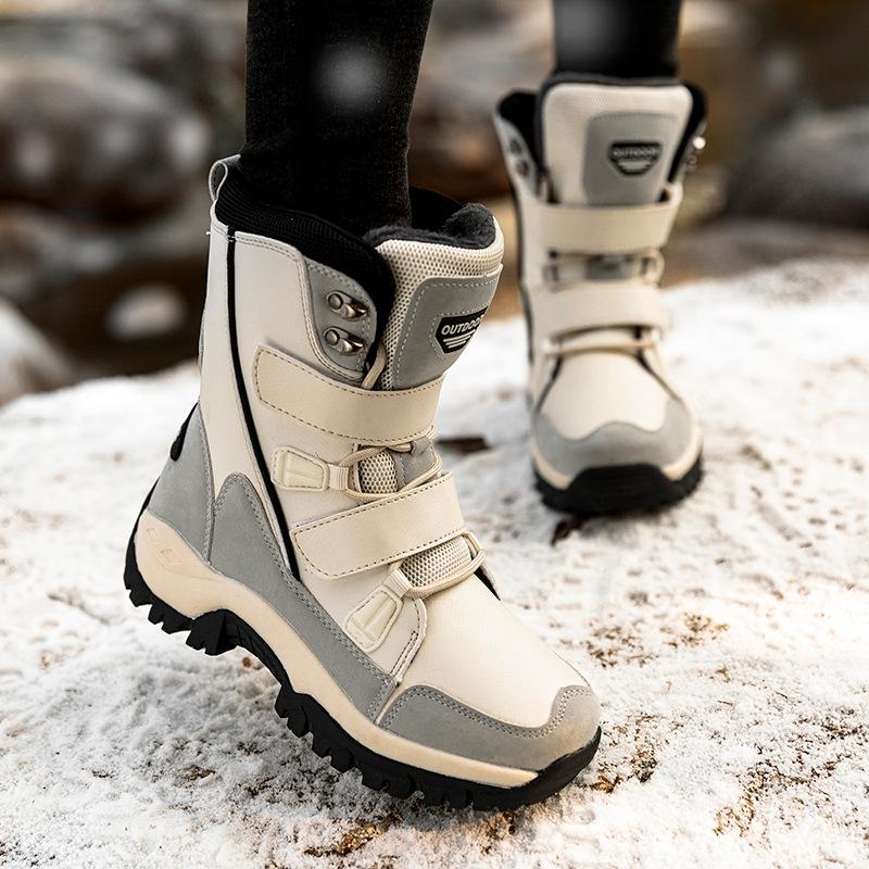 

Autumn and winter velvet cotton boots thickened cotton shoes warm snow boots medium boots women s boots 42 брудно-білий