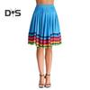 Midi Skirt Ladies Folk Dance Skirt Elastic High Waist Spanish Swing Skirt Rainbow Large Swing Hem Mexican Flamenco Performance Skirt