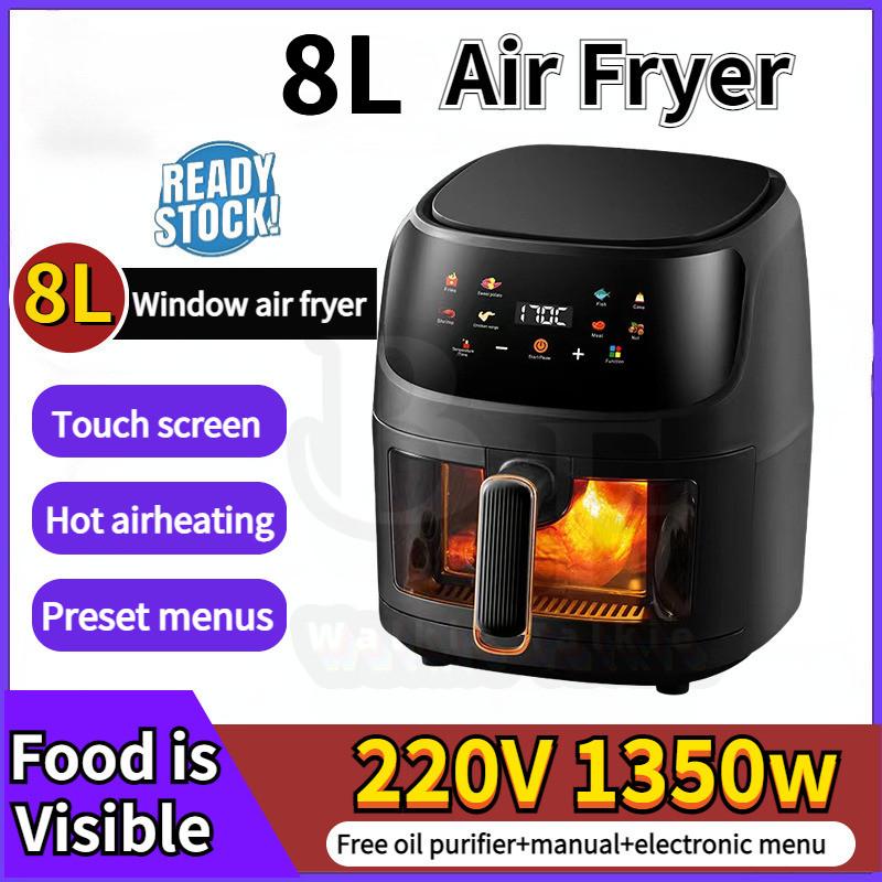 8L 360 ° Large Capacity 1350W Digital Screen Control Visible Window Three-dimensional Circulation Air Fryer