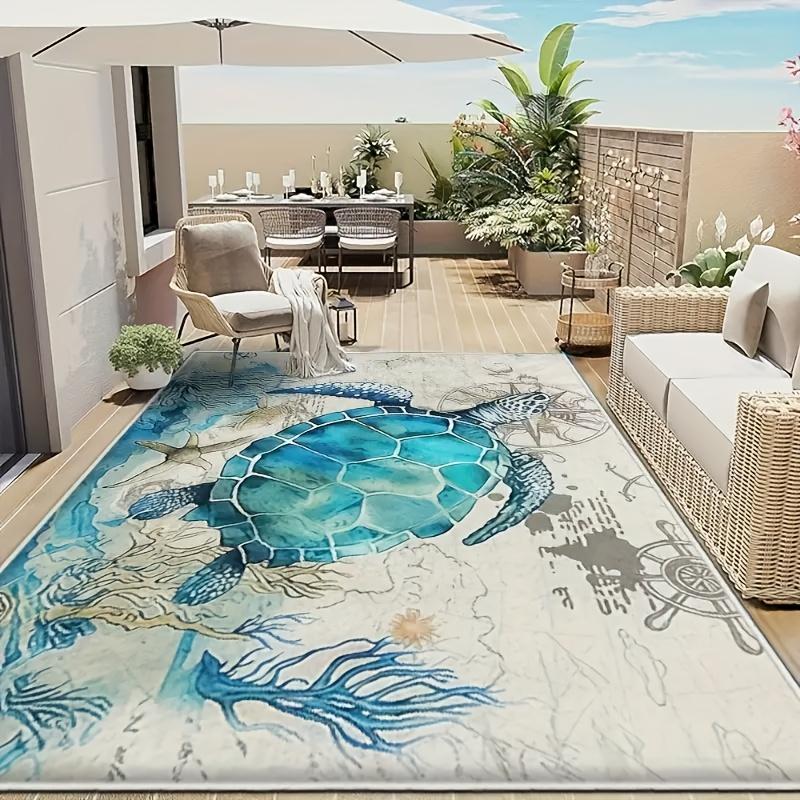 Oceaan Thema Schildpad Vloermat - Creatief Kustontwerp Vloerkleed - Binnen Buiten Huisdecoratie Terras Balkon Kampeer Tapijt 40x60cm