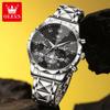 OLEVS 2709  Luxury  Hollow Skeleton Bands Best-selling Styles Oem Custom Logo Stainless Steel Chronograph Quartz Watch for Man