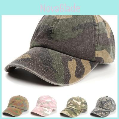 Cotton Washable Camouflage Baseball Cap With Curved Brim For Summer Casual Wear