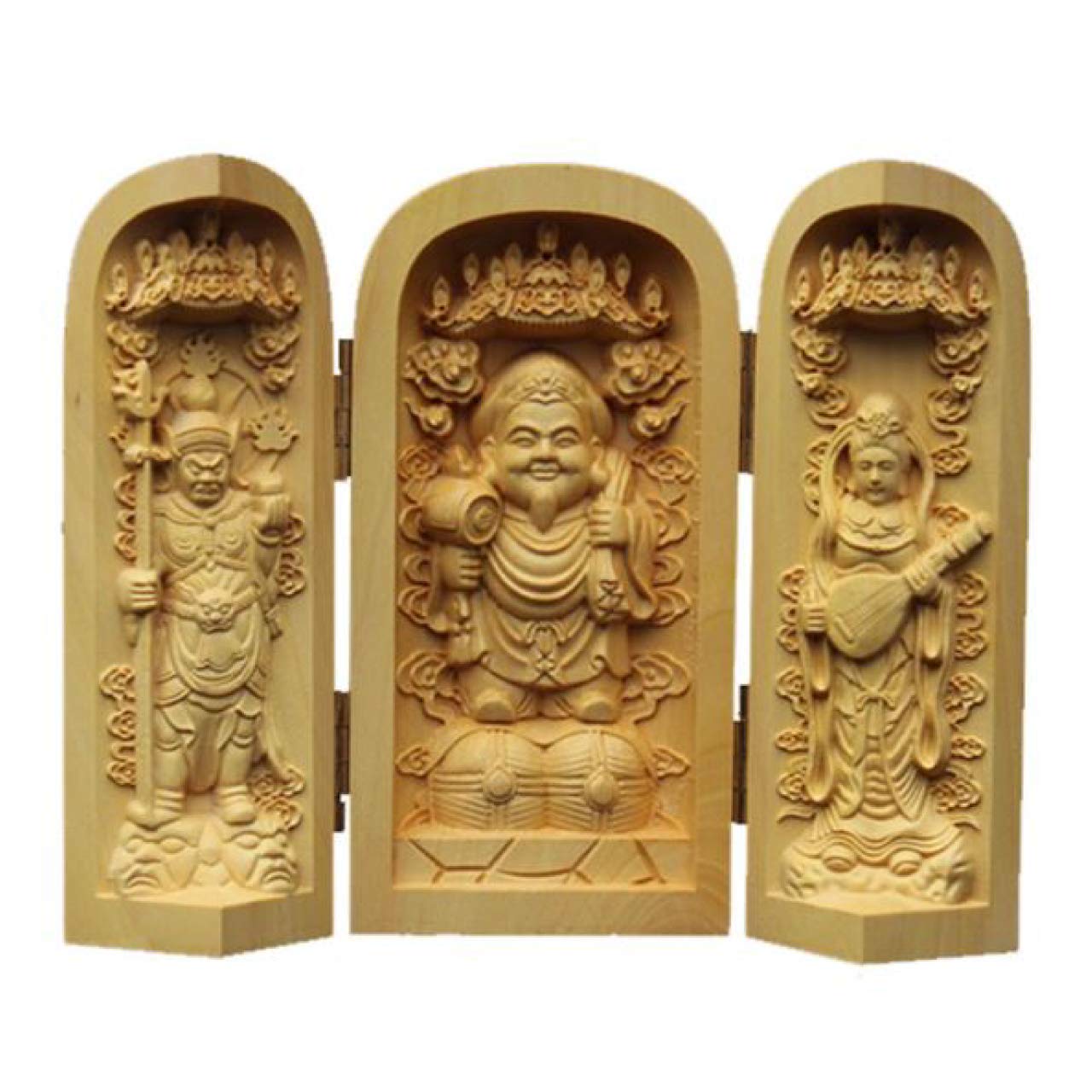 

HAMILO Daikokuten Lucky Increases Family Wood Buddha Housewarming Good Hand Good Luck Figurine, Charm, Fortune, Carving, Boxwood, Statue, Gift,