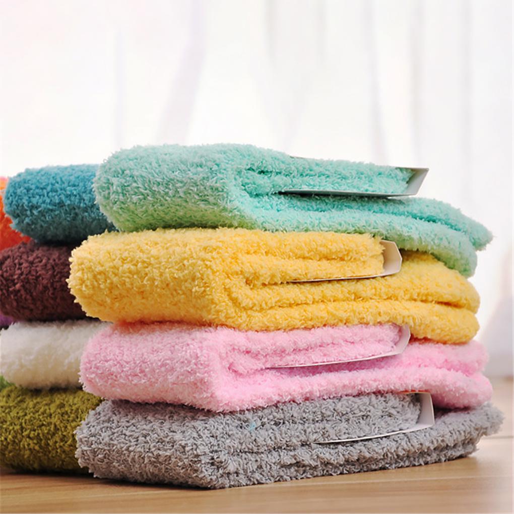 Fashion Casual Home Women Girls Soft Bed Floor Socks Fluffy Warm Pure Color